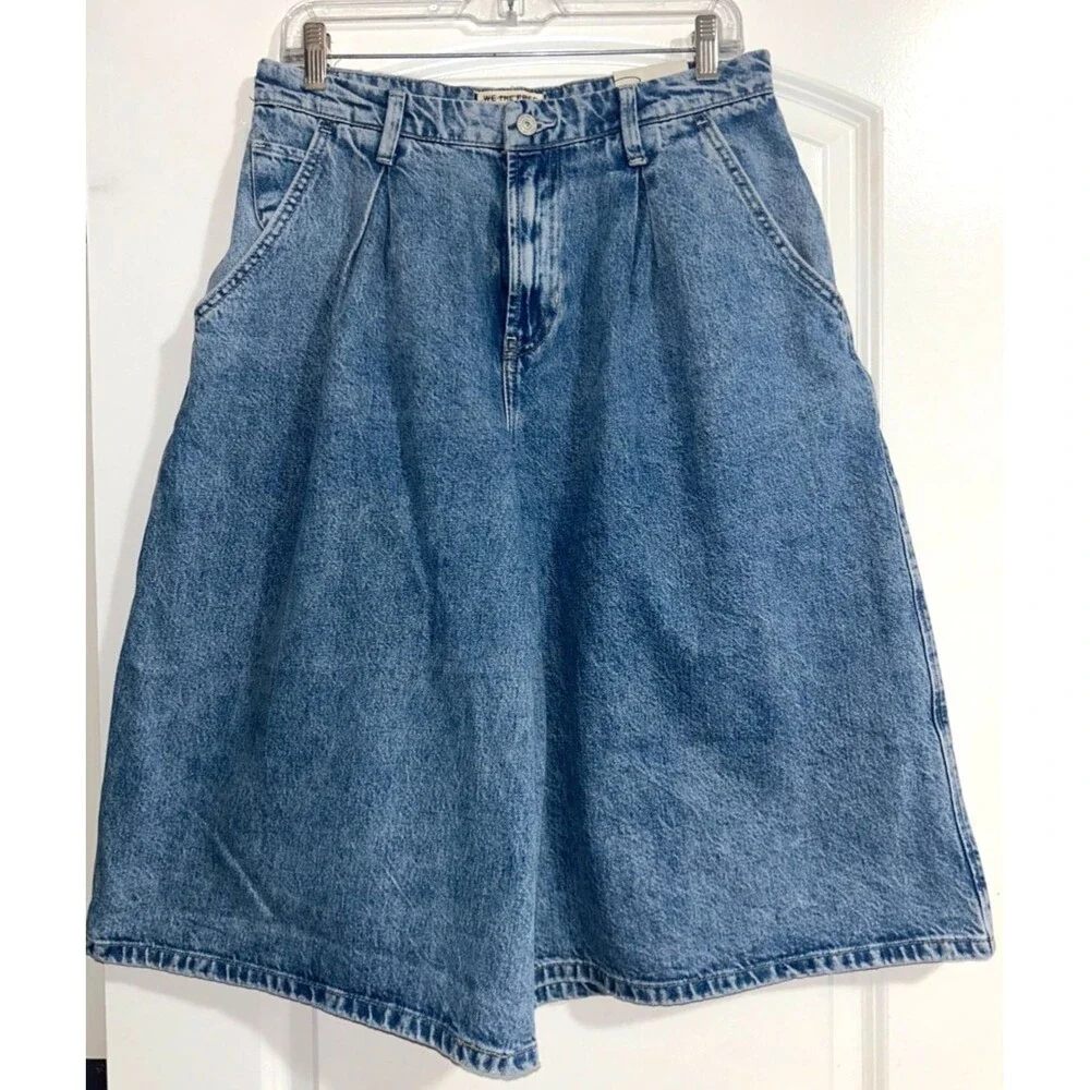 FREE PEOPLE Women’s Crvy Antonia Culotte Wide Leg Pleated Crop Jeans size 28 NWT